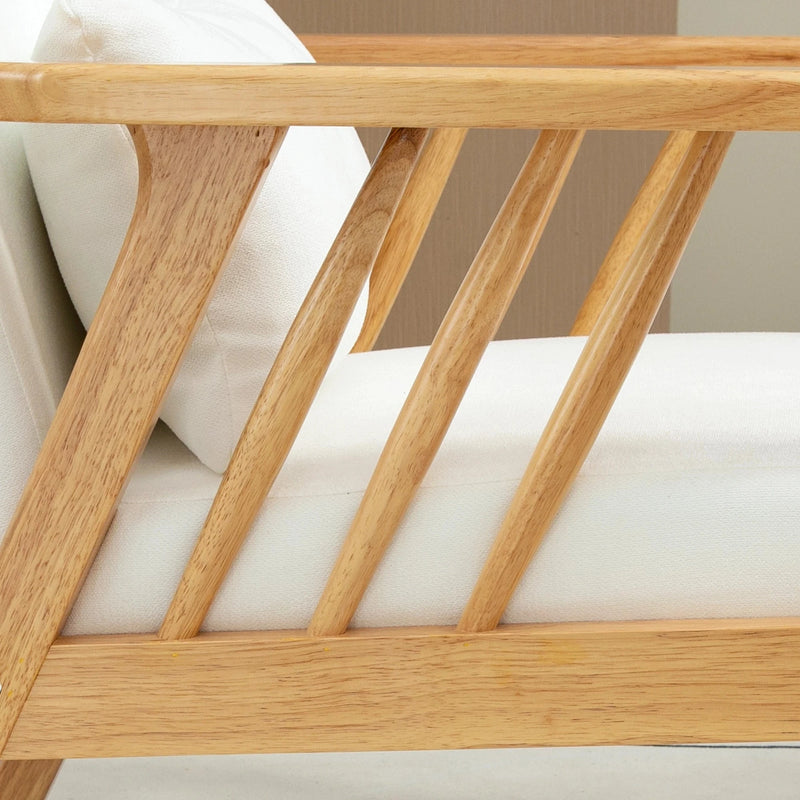 Aosom Chair Upholstered Lounge Chair with Rubber Wood Frame Throw Pillows and Comfortable Cushion - Available in 2 Colours