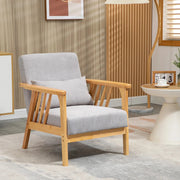 Aosom Chair Upholstered Lounge Chair with Rubber Wood Frame Throw Pillows and Comfortable Cushion - Available in 2 Colours