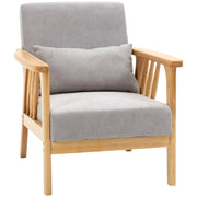 Aosom Chair Upholstered Lounge Chair with Rubber Wood Frame Throw Pillows and Comfortable Cushion - Available in 2 Colours
