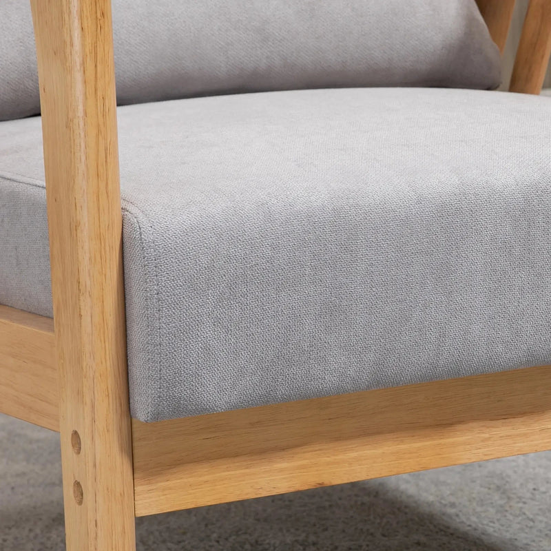 Aosom Chair Upholstered Lounge Chair with Rubber Wood Frame Throw Pillows and Comfortable Cushion - Available in 2 Colours