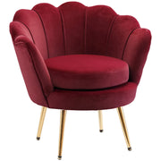 Aosom Chair Wine Red Modern Chair with Velvet-Touch Fabric and Gold Metal Legs - Available in 5 Colours