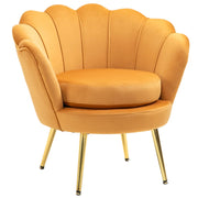 Aosom Chair Yellow Modern Chair with Velvet-Touch Fabric and Gold Metal Legs - Available in 5 Colours