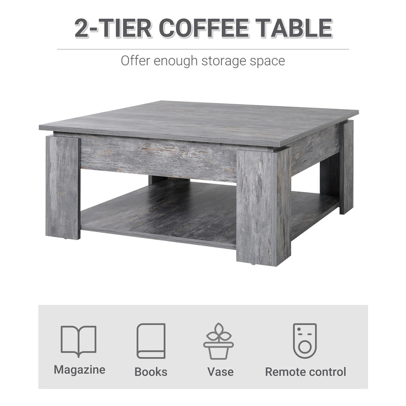Aosom Coffee Table 2-Tier Simple Modern Coffee Table - Available in 2 Colours