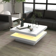 Aosom Coffee Table Coffee Table with 7 Led Lights in White