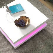 Aosom Coffee Table Coffee Table with 7 Led Lights in White