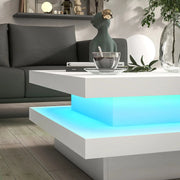 Aosom Coffee Table Coffee Table with 7 Led Lights in White