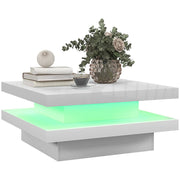 Aosom Coffee Table Coffee Table with 7 Led Lights in White