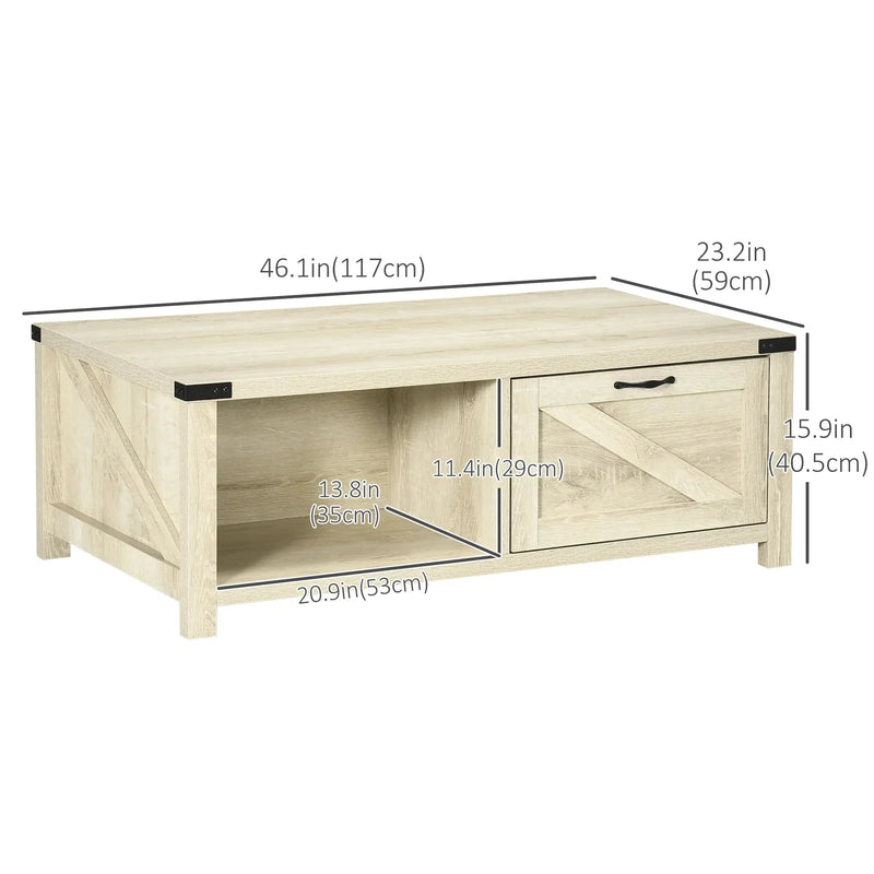 Aosom Coffee Table Coffee Table with Drawer And Open Storage Shelf - Available in 3 Colours