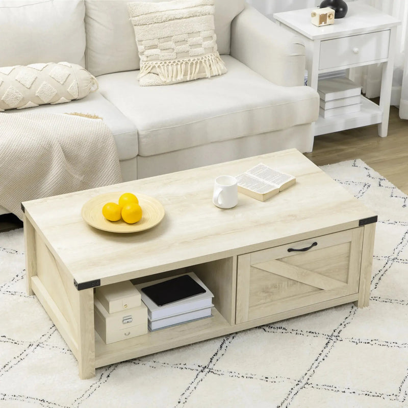 Aosom Coffee Table Coffee Table with Drawer And Open Storage Shelf - Available in 3 Colours