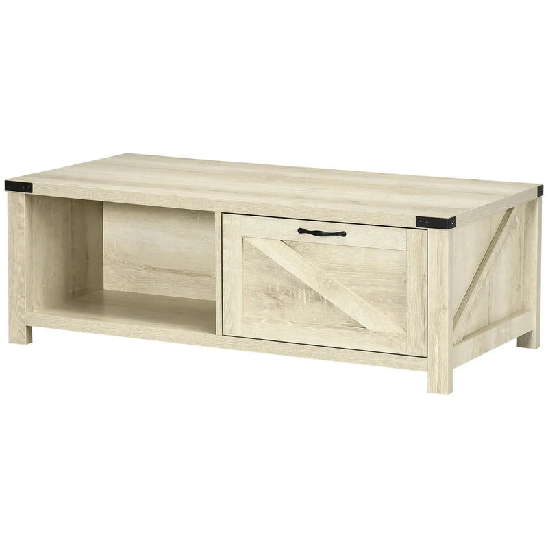 Aosom Coffee Table Coffee Table with Drawer And Open Storage Shelf - Available in 3 Colours