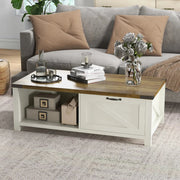 Aosom Coffee Table Coffee Table with Drawer And Open Storage Shelf - Available in 3 Colours
