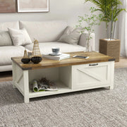 Aosom Coffee Table Coffee Table with Drawer And Open Storage Shelf - Available in 3 Colours