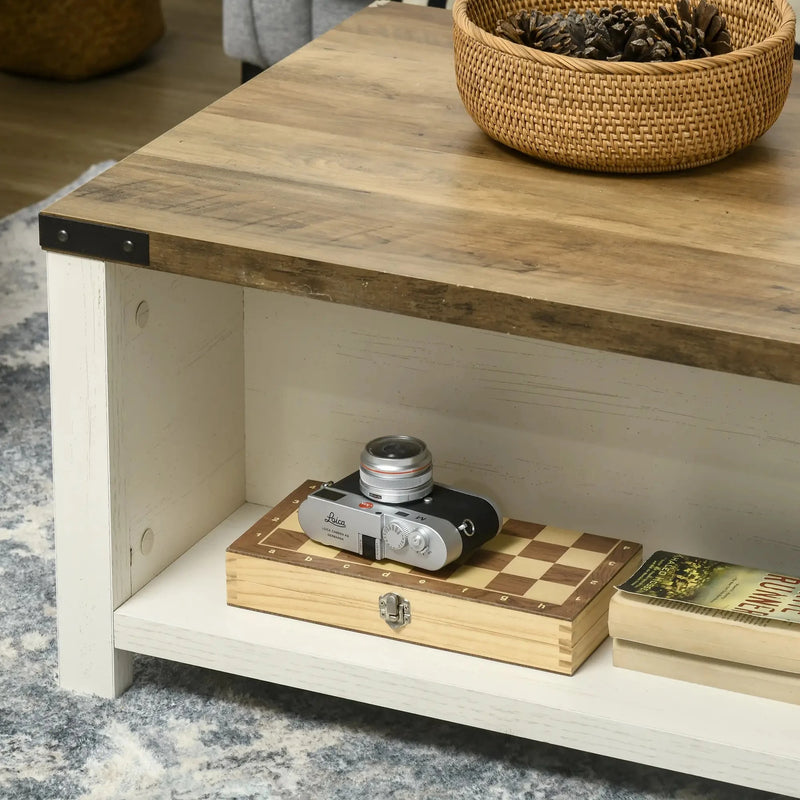 Aosom Coffee Table Coffee Table with Drawer And Open Storage Shelf - Available in 3 Colours