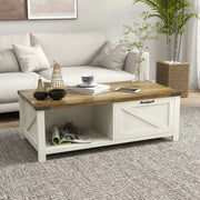 Aosom Coffee Table Coffee Table with Drawer And Open Storage Shelf - Available in 3 Colours