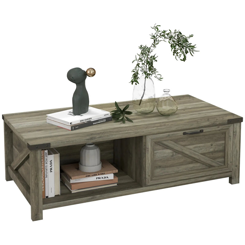 Aosom Coffee Table Coffee Table with Drawer And Open Storage Shelf - Available in 3 Colours