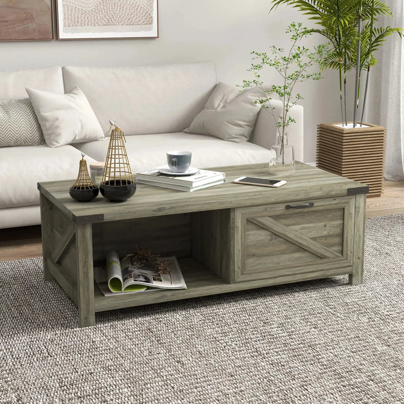 Aosom Coffee Table Coffee Table with Drawer And Open Storage Shelf - Available in 3 Colours