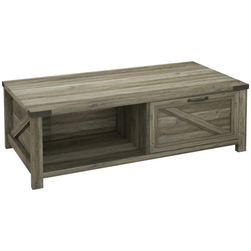 Aosom Coffee Table Grey Coffee Table with Drawer And Open Storage Shelf - Available in 3 Colours