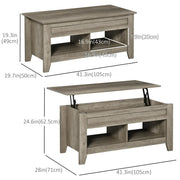 Aosom Coffee Table Lift Top Coffee Table with Hidden Storage Compartment and Open Shelves - Available in 5 Colours