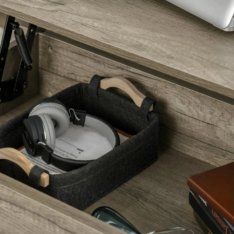 Aosom Coffee Table Lift Top Coffee Table with Hidden Storage Compartment and Open Shelves - Available in 5 Colours