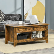 Aosom Coffee Table Lift Top Coffee Table with Hidden Storage Compartment and Open Shelves - Available in 5 Colours