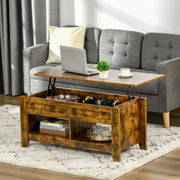 Aosom Coffee Table Lift Top Coffee Table with Hidden Storage Compartment and Open Shelves - Available in 5 Colours
