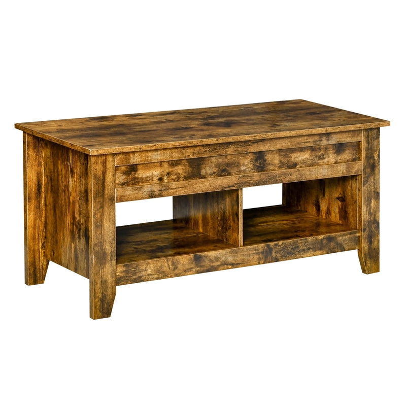 Aosom Coffee Table Lift Top Coffee Table with Hidden Storage Compartment and Open Shelves - Available in 5 Colours