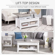 Aosom Coffee Table Lift Top Coffee Table with Hidden Storage Compartment and Open Shelves - Available in 5 Colours
