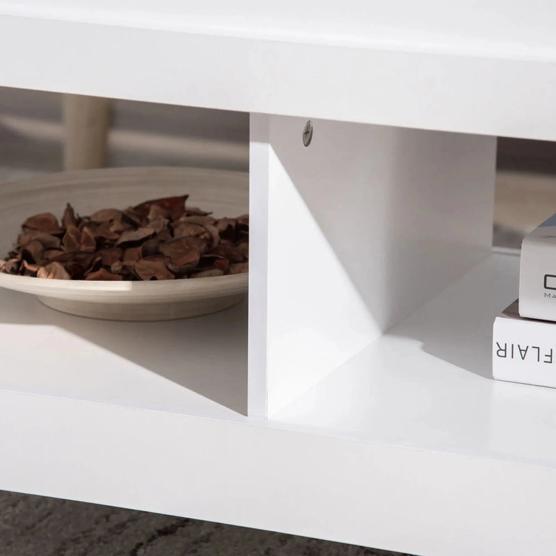 Aosom Coffee Table Lift Top Coffee Table with Hidden Storage Compartment and Open Shelves - Available in 5 Colours