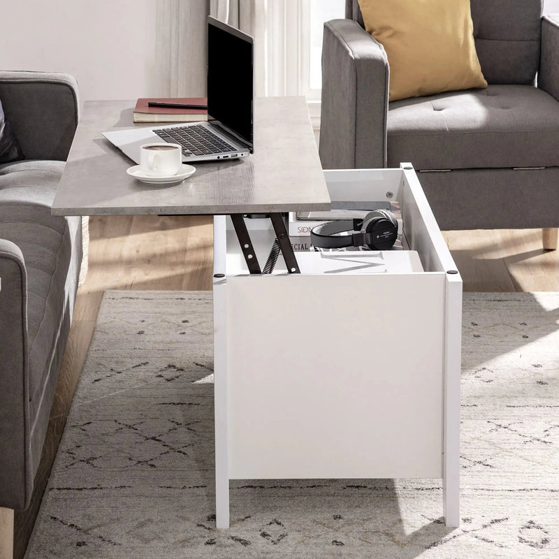 Aosom Coffee Table Lift Top Coffee Table with Hidden Storage Compartment and Open Shelves - Available in 5 Colours