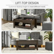 Aosom Coffee Table Lift Top Coffee Table with Hidden Storage Compartment and Open Shelves - Available in 5 Colours