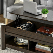 Aosom Coffee Table Lift Top Coffee Table with Hidden Storage Compartment and Open Shelves - Available in 5 Colours