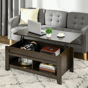 Aosom Coffee Table Lift Top Coffee Table with Hidden Storage Compartment and Open Shelves - Available in 5 Colours