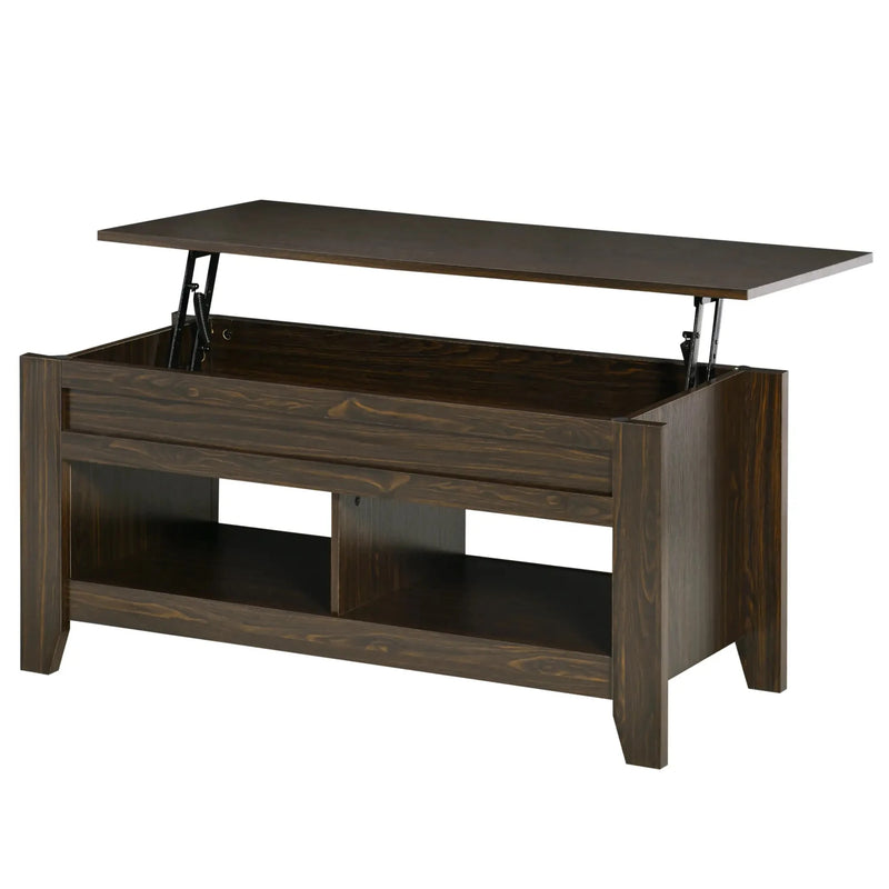 Aosom Coffee Table Lift Top Coffee Table with Hidden Storage Compartment and Open Shelves - Available in 5 Colours