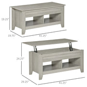 Aosom Coffee Table Lift Top Coffee Table with Hidden Storage Compartment and Open Shelves - Available in 5 Colours