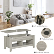 Aosom Coffee Table Lift Top Coffee Table with Hidden Storage Compartment and Open Shelves - Available in 5 Colours