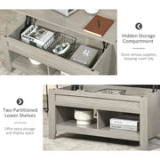 Aosom Coffee Table Lift Top Coffee Table with Hidden Storage Compartment and Open Shelves - Available in 5 Colours