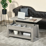 Aosom Coffee Table Lift Top Coffee Table with Hidden Storage Compartment and Open Shelves - Available in 5 Colours