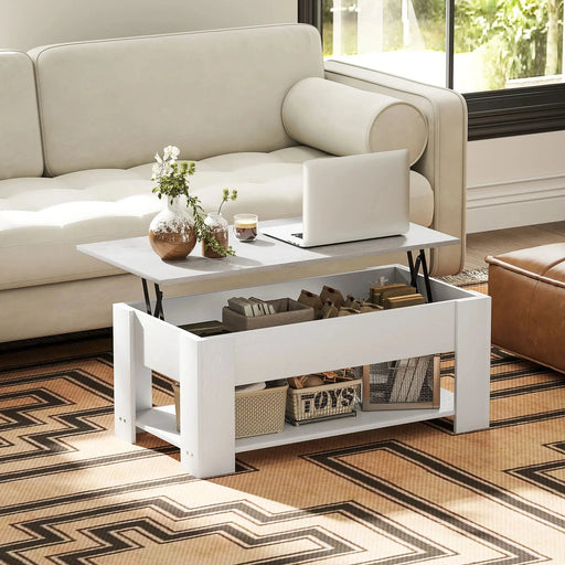 Aosom White Gloss Coffee Table With Led Lights Aosom Homcom Lift