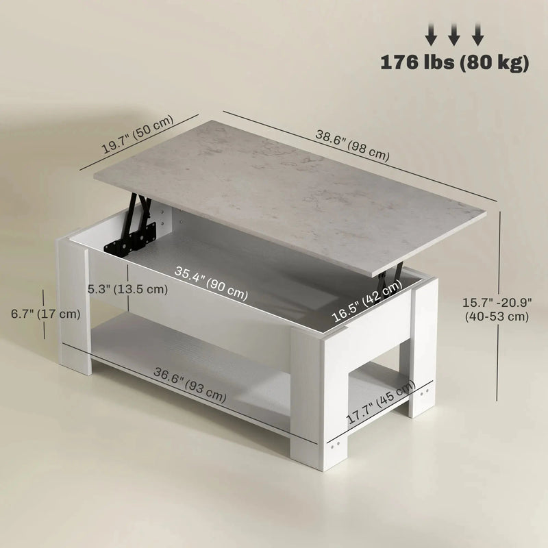 Aosom Coffee Table Lift Top Coffee Table with Storage and Shelf - Available in 2 Colours
