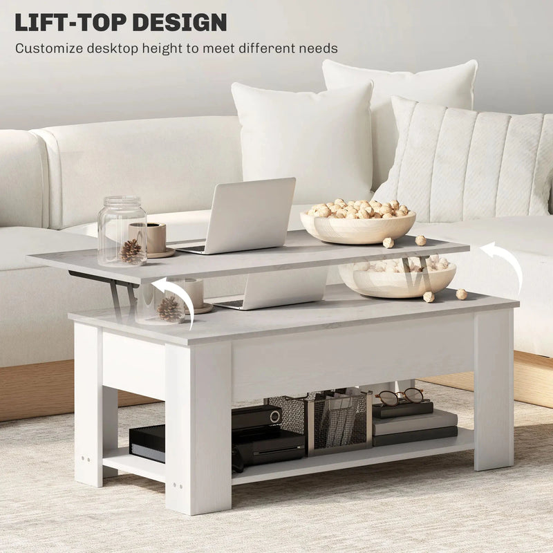 Aosom Coffee Table Lift Top Coffee Table with Storage and Shelf - Available in 2 Colours