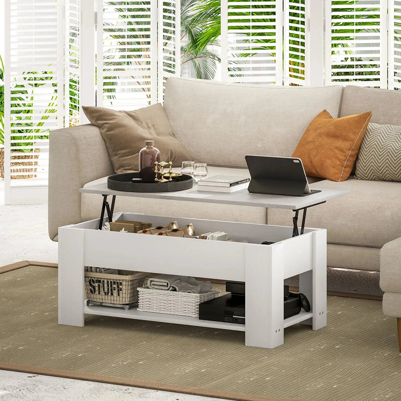 Aosom Coffee Table Lift Top Coffee Table with Storage and Shelf - Available in 2 Colours