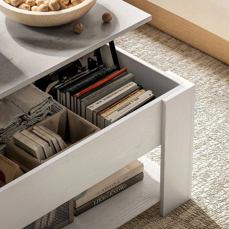 Aosom Coffee Table Lift Top Coffee Table with Storage and Shelf - Available in 2 Colours
