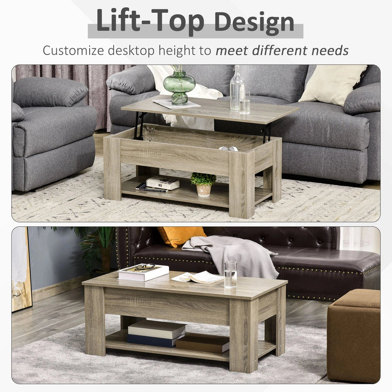 Aosom Coffee Table Lift Top Coffee Table with Storage and Shelf - Available in 2 Colours