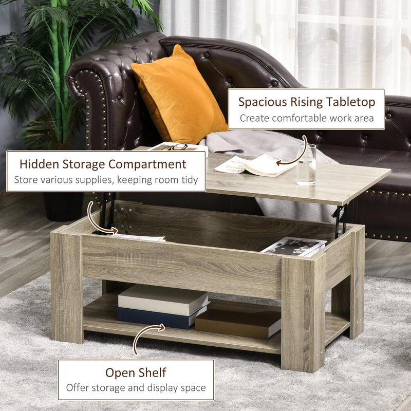 Aosom Coffee Table Lift Top Coffee Table with Storage and Shelf - Available in 2 Colours
