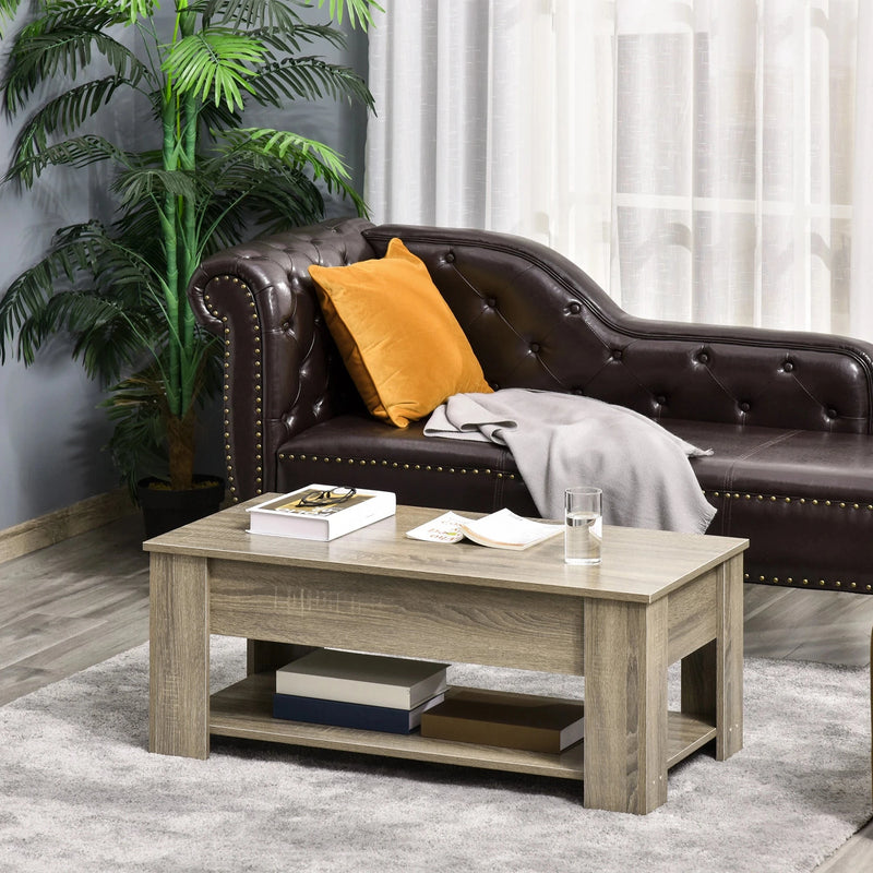 Aosom Coffee Table Lift Top Coffee Table with Storage and Shelf - Available in 2 Colours