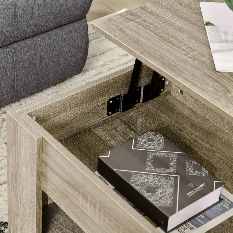 Aosom Coffee Table Lift Top Coffee Table with Storage and Shelf - Available in 2 Colours