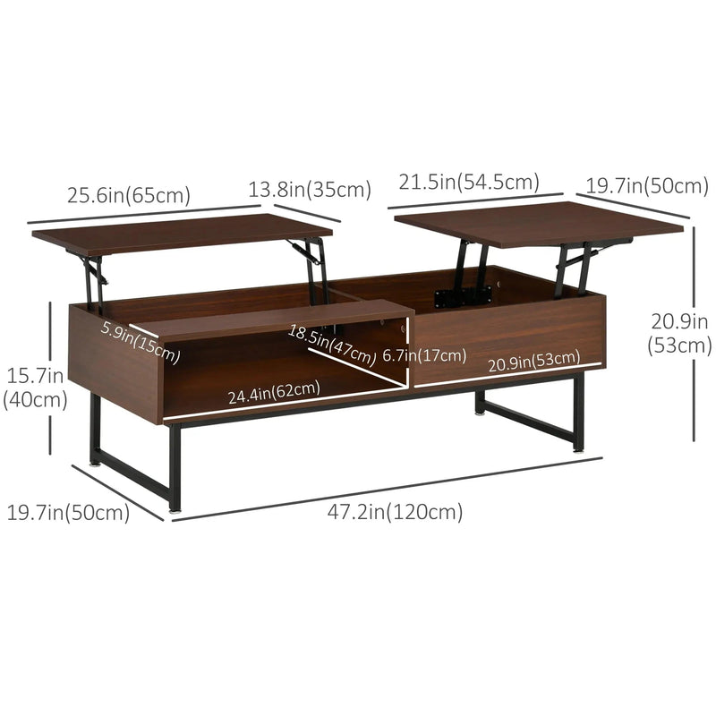 Aosom Coffee Table Modern Lift Top Coffee Table with Hidden Storage and Metal Frame - Available in 2 Colours