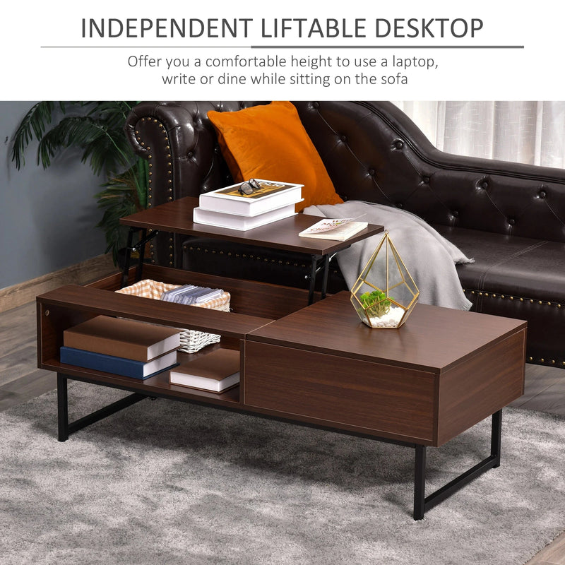 Aosom Coffee Table Modern Lift Top Coffee Table with Hidden Storage and Metal Frame - Available in 2 Colours