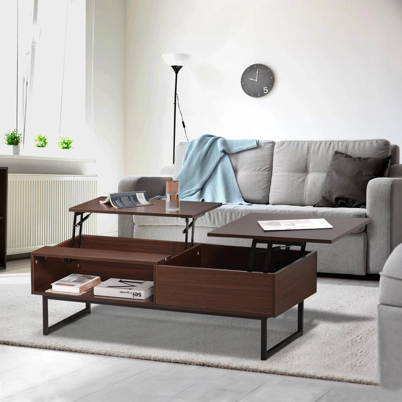 Aosom Coffee Table Modern Lift Top Coffee Table with Hidden Storage and Metal Frame - Available in 2 Colours