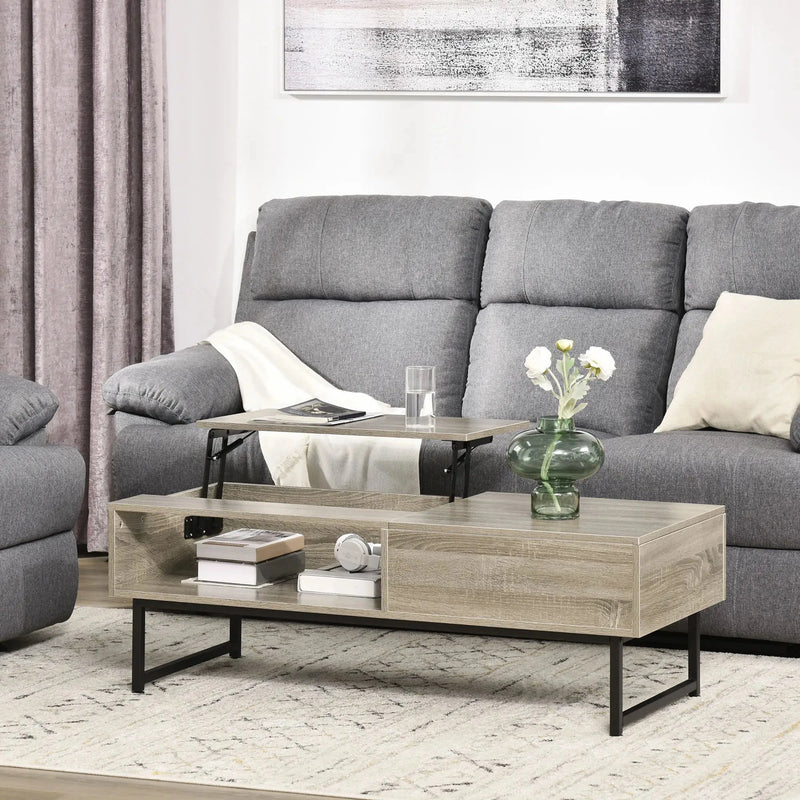 Aosom Coffee Table Modern Lift Top Coffee Table with Hidden Storage and Metal Frame - Available in 2 Colours